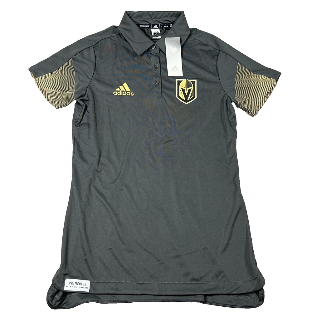 Adidas Womens S Gray Vegas Golden Knights Primeblue Hockey-NHL Polo Shirt NWT